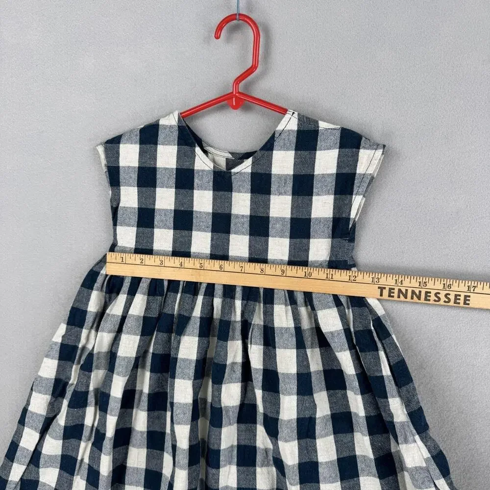 Gingham Dress Womens Small Blue White Sleeveless Fit Flare Midi Mommy & Me